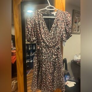 Nine West Black Leopard Wrap Dress